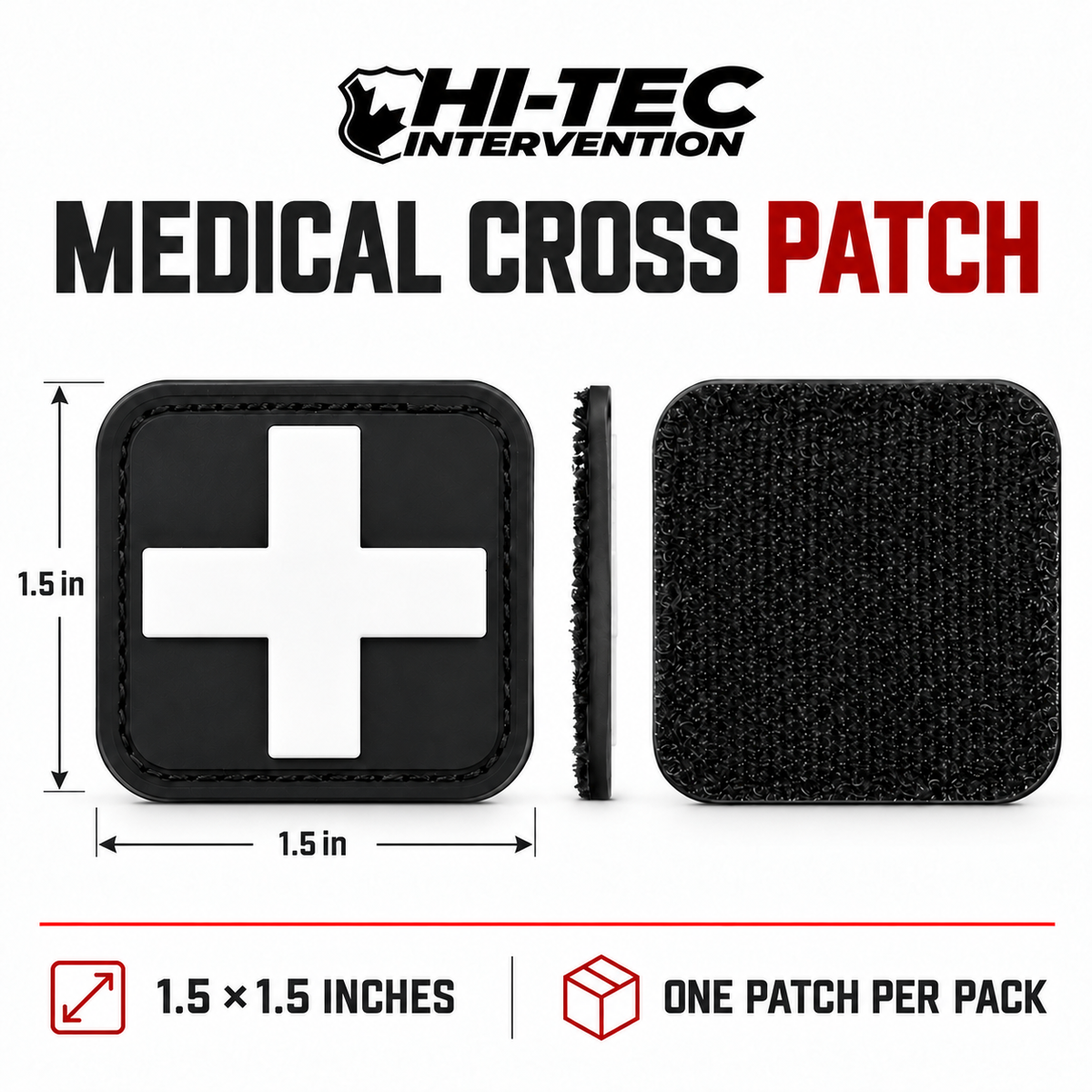Medical Cross PVC Patch – 1.5" × 1.5" | HT025-5 ACCESSORIES Hi-Tec Intervention