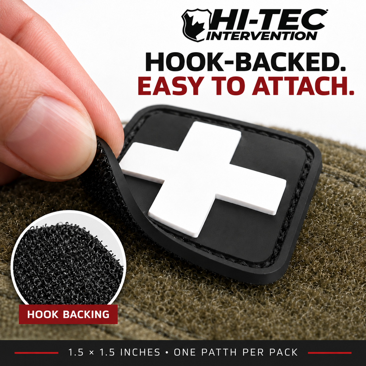 Medical Cross PVC Patch – 1.5" × 1.5" | HT025-5 ACCESSORIES Hi-Tec Intervention