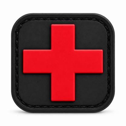 Hi-Tec HT025-6 red medical cross PVC patch, 1.5 × 1.5 inches, one patch per pack