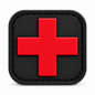 Hi-Tec HT025-6 red medical cross PVC patch, 1.5 × 1.5 inches, one patch per pack