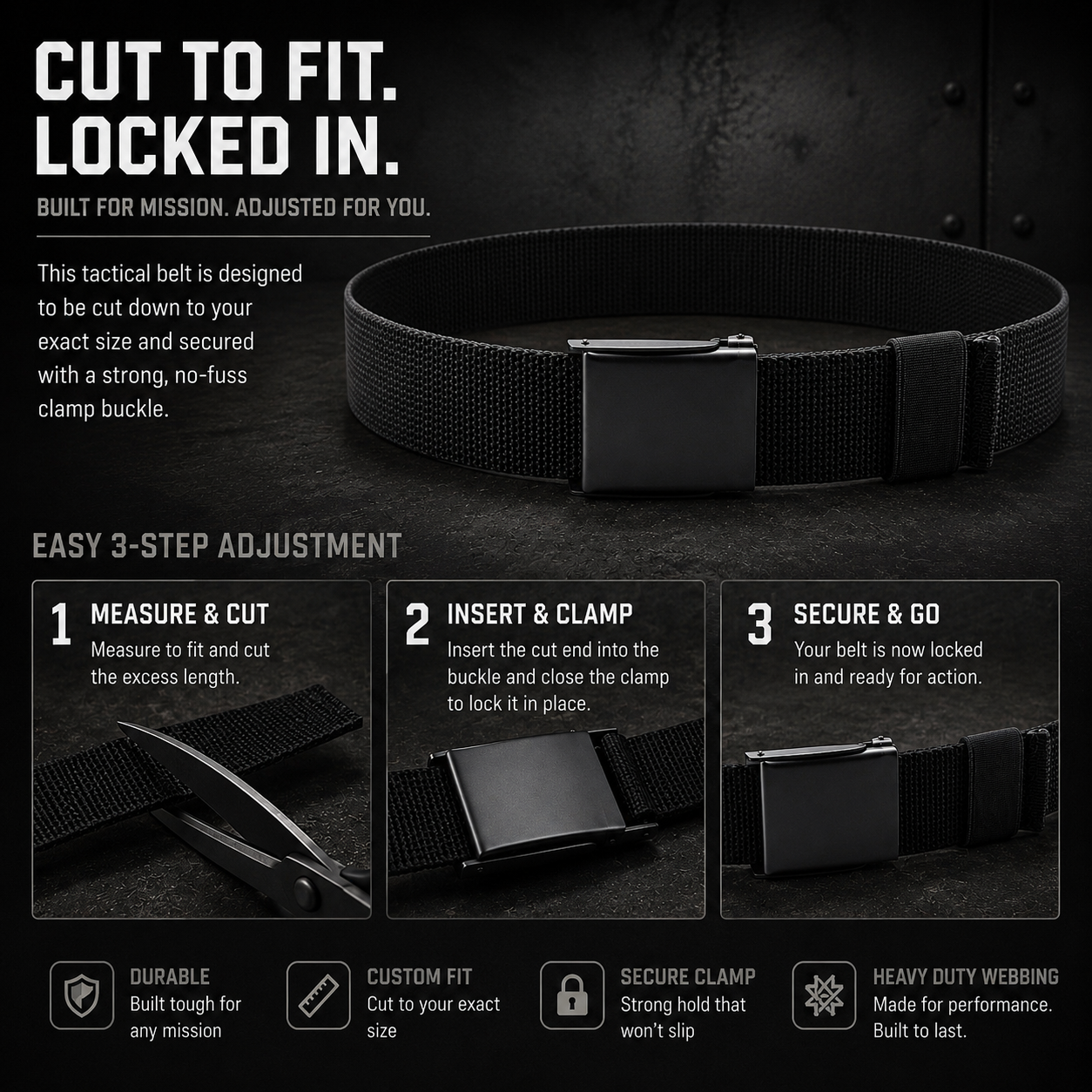 Elite Series Off Duty Tactical Web Belt (Cut to Size) Belt Hi-Tec Intervention