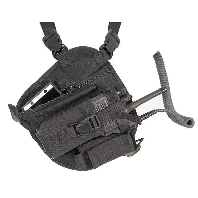 CHEST HARNESS FOR SINGLE RADIO WITH DUEL POCKETS, 1 INNER & 1 OUTER Radio Holder Hi-Tec Intervention