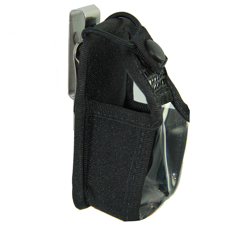 Radio case for the EX 600 series from MOTOROLA with spring clip, window for keypad