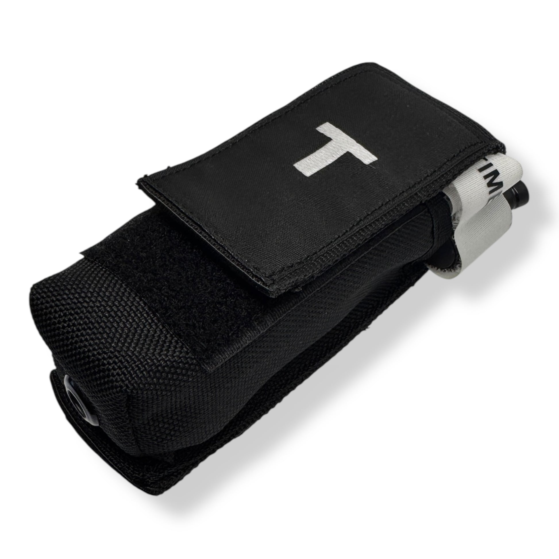 MOLLE LOC-STICK POUCH EMBROIDERED "T" WHITE FOR TOURNIQUET (TQ) BELT OR VEST Tourniquet Pouch Hi-Tec Intervention