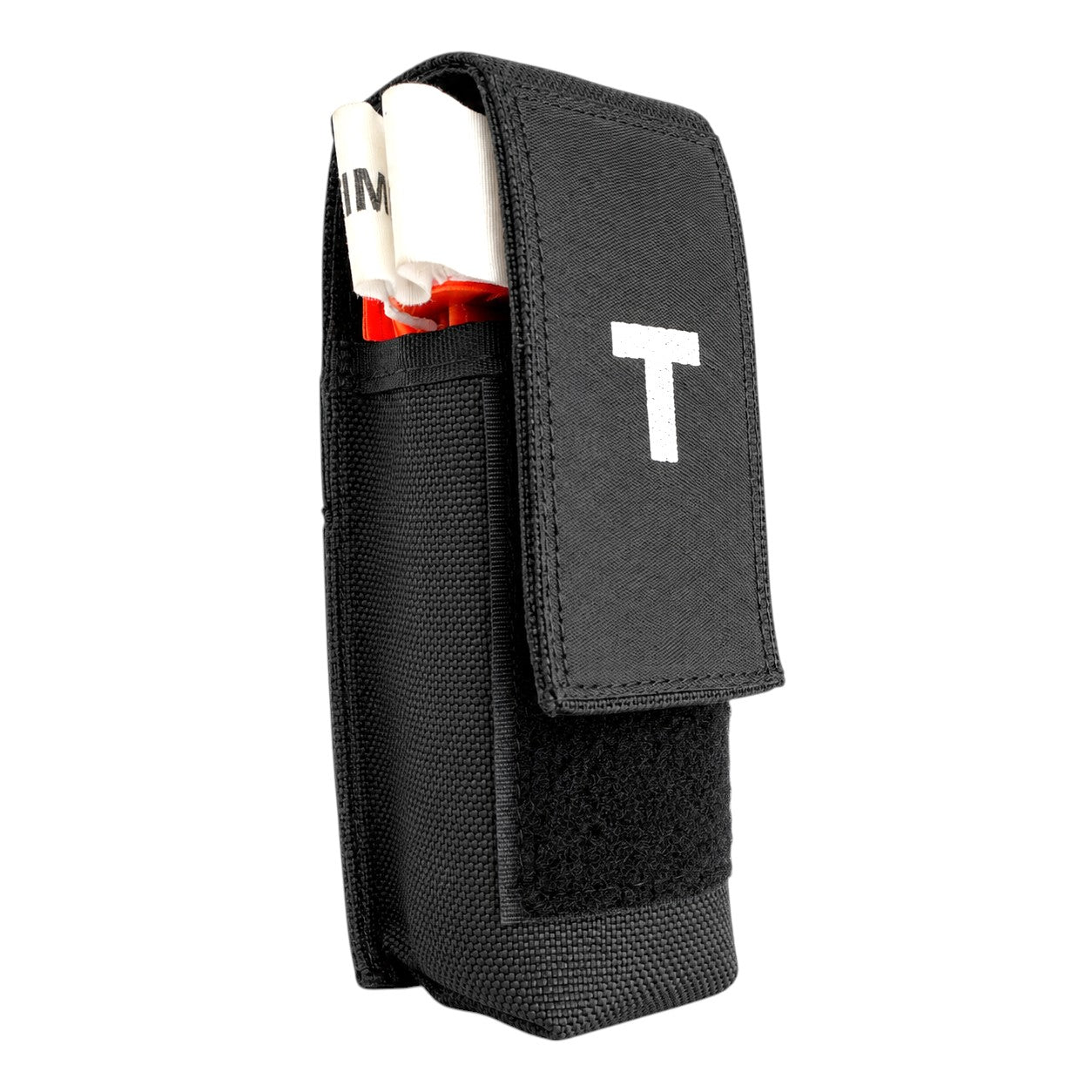 MOLLE LOC-STICK POUCH EMBROIDERED "T" WHITE FOR TOURNIQUET (TQ) BELT OR VEST Tourniquet Pouch Hi-Tec Intervention