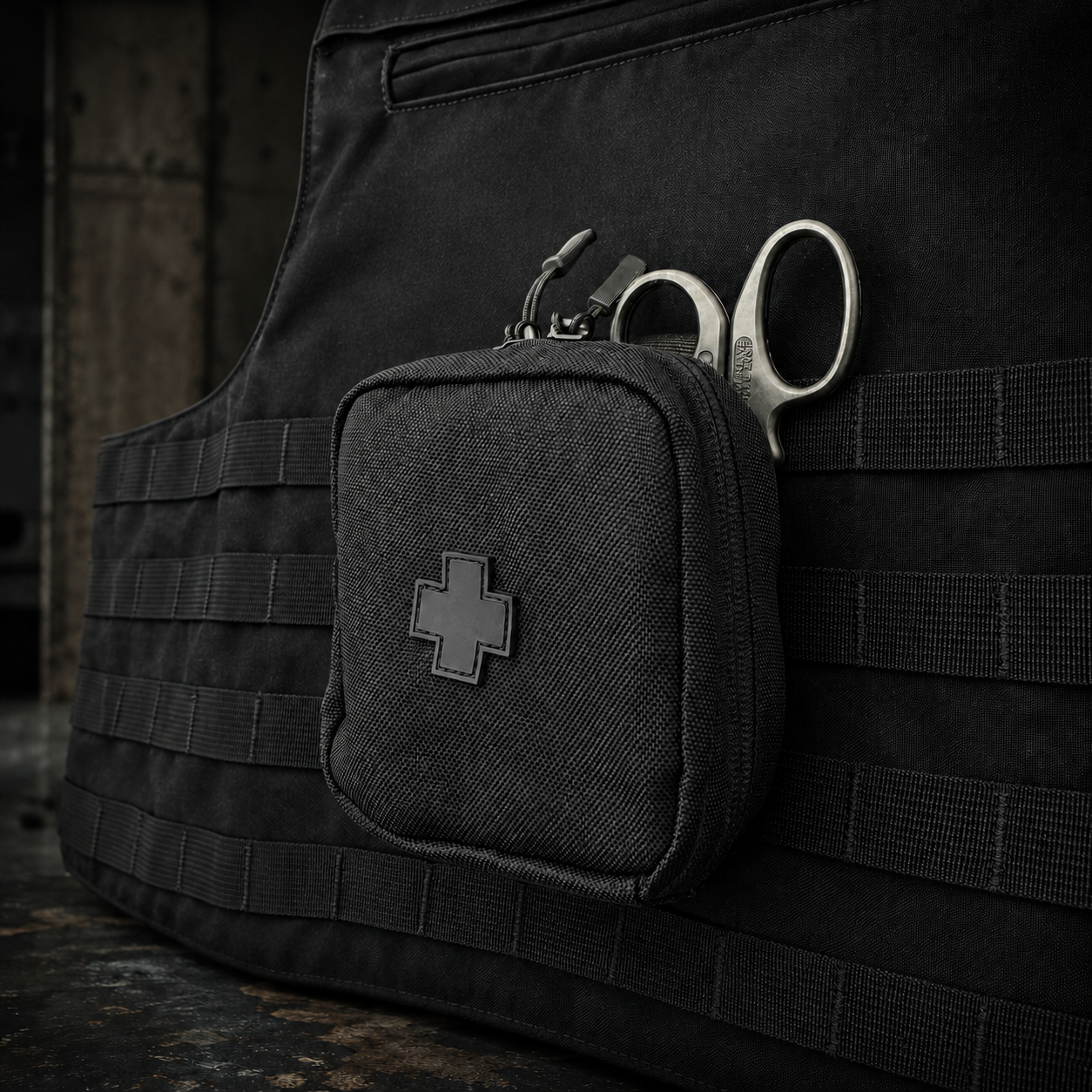 MOLLE LOC-STICK COMPACT IFAK MEDICAL POUCH W/ BLK CROSS 4" X 4" Medical Pouch Hi-Tec Intervention