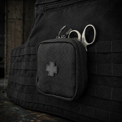 MOLLE LOC-STICK COMPACT IFAK MEDICAL POUCH W/ BLK CROSS 4" X 4" Medical Pouch Hi-Tec Intervention