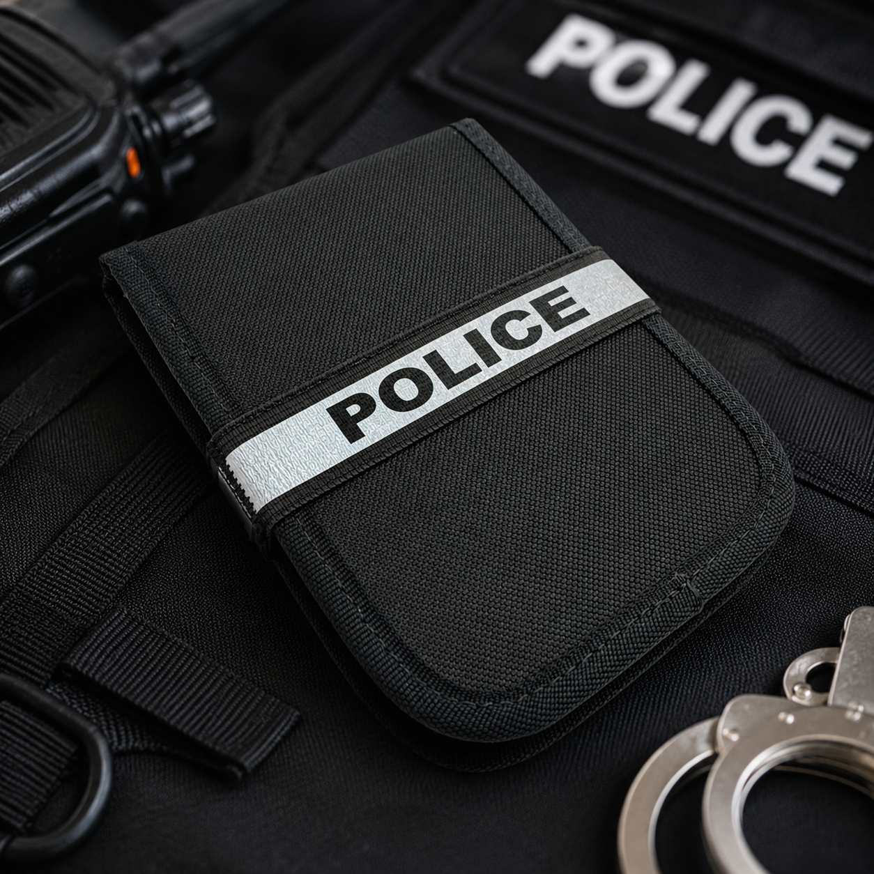 Notebook band shown on police duty gear